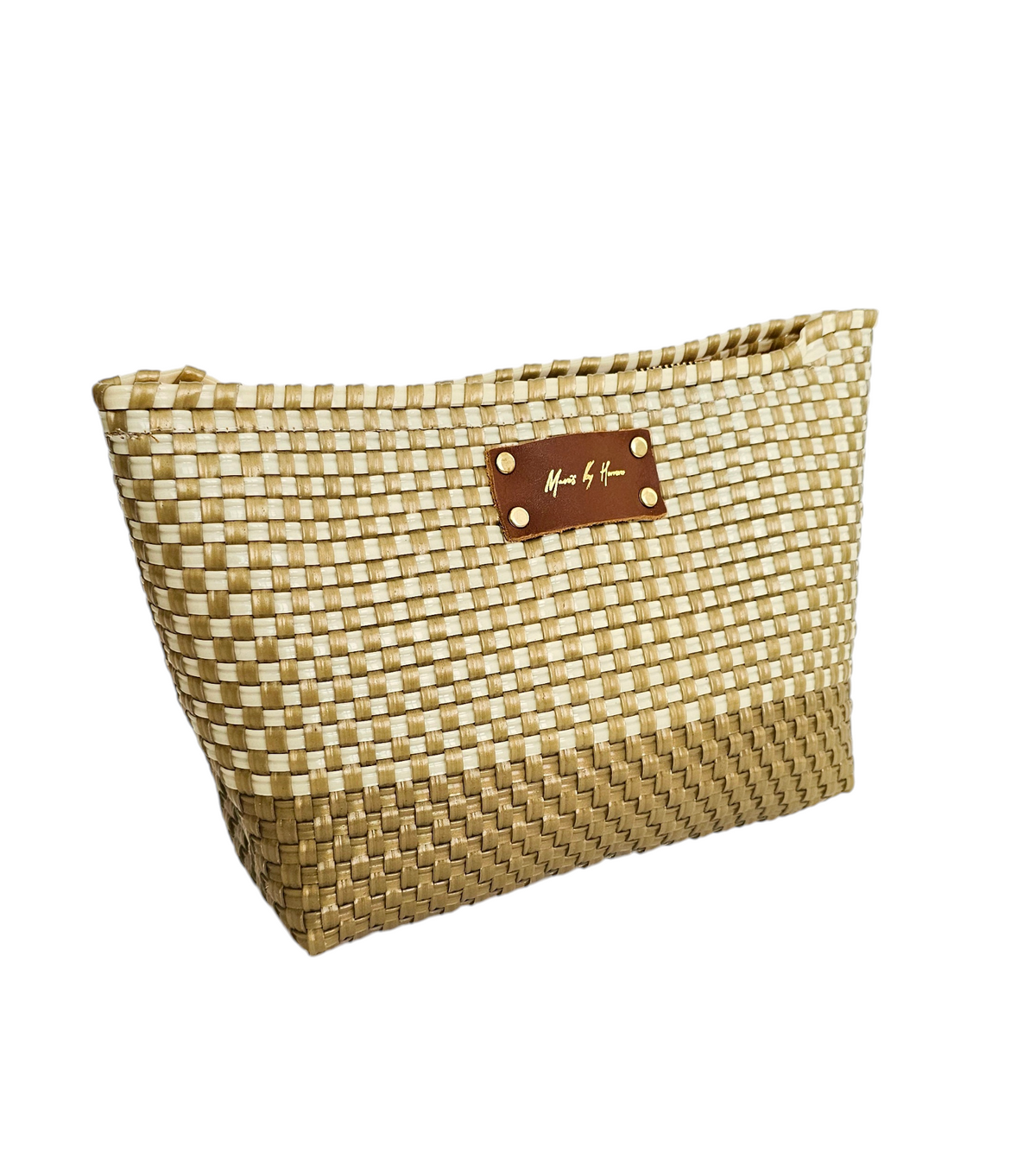 Bella Clutch Purse – Ivory Gold — handwoven recycled-plastic clutch purse by Mavis by Herrera