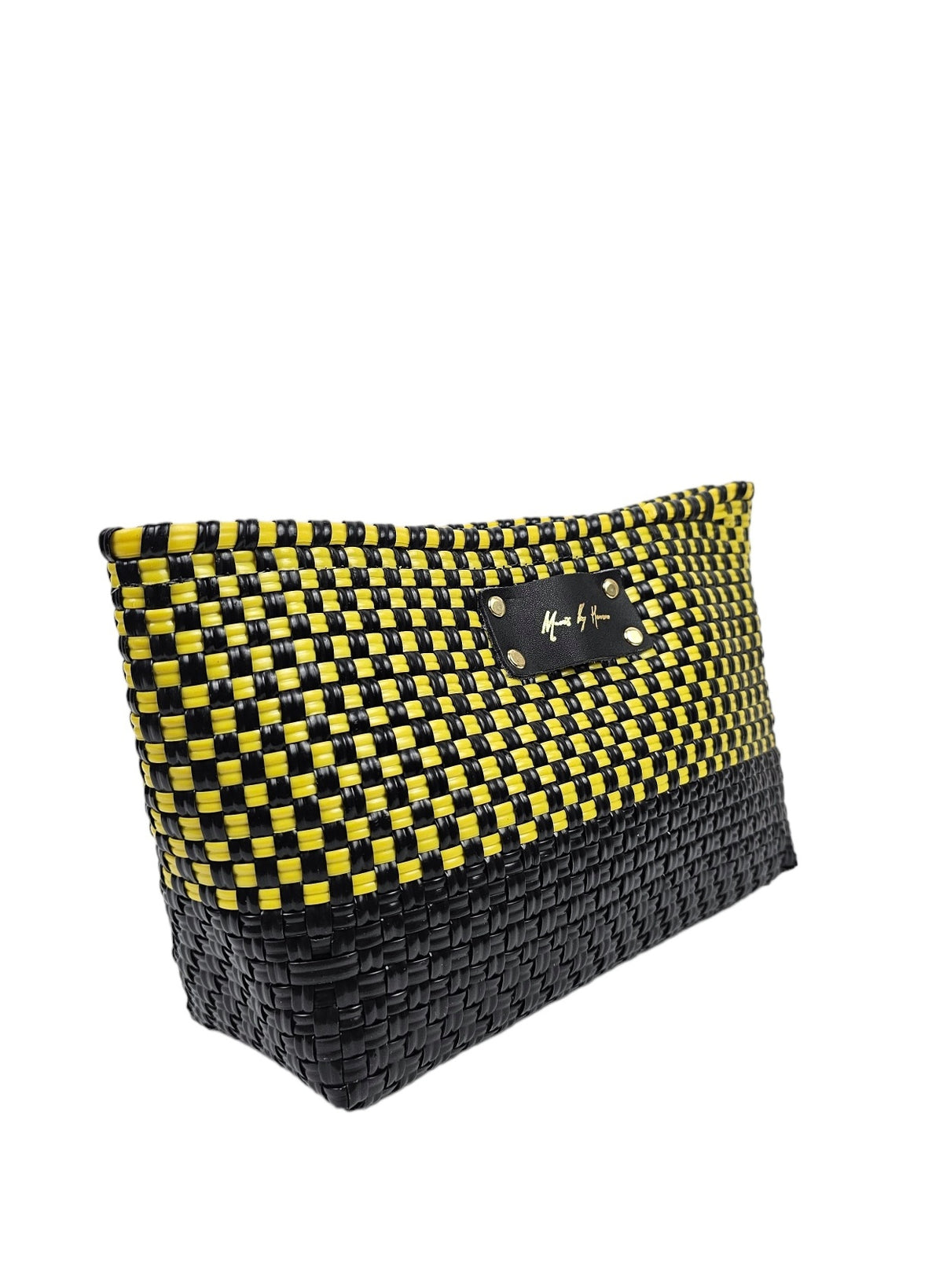 Bella Clutch Purse – Yellow Black — handwoven recycled-plastic clutch purse by Mavis by Herrera
