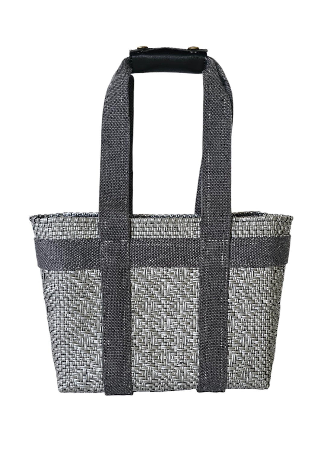 Chic Mini Tote Bag – Silver — handwoven resort tote by Mavis by Herrera