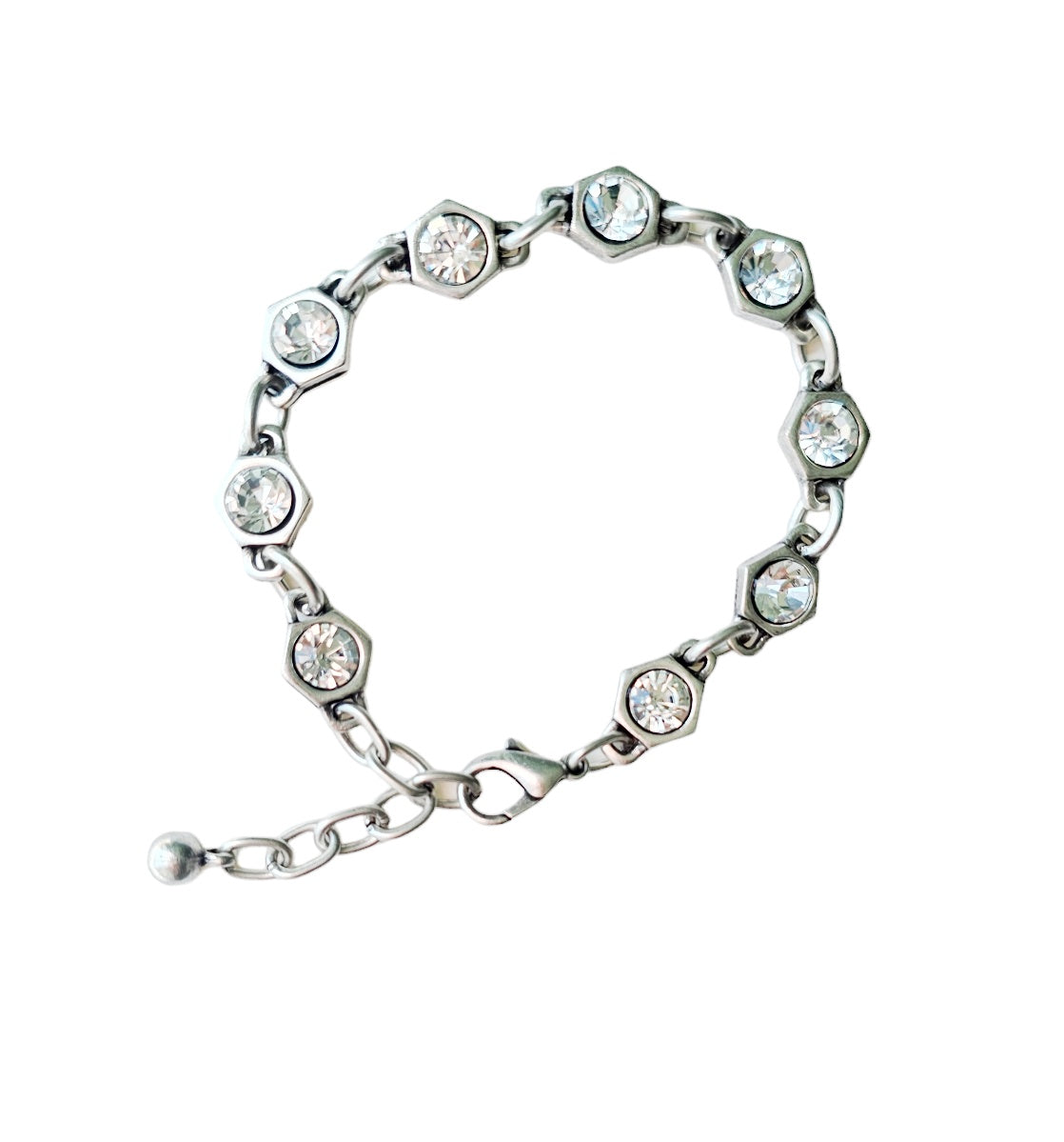 Crystal Perfection Bracelet: crystal-link bracelet with toggle closure, full view.