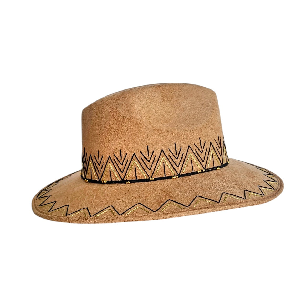 Boho Fedora Suede Hat - Camel