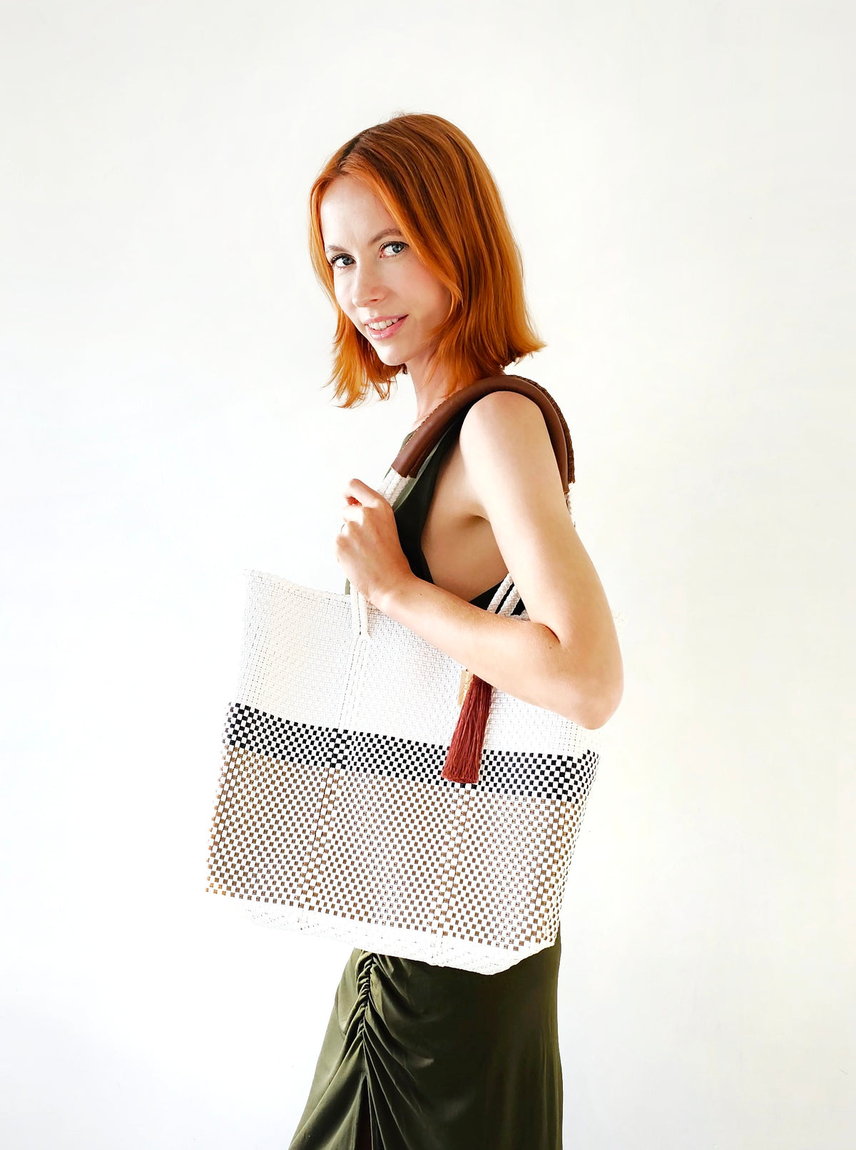 French Riviera Resort Tote Bag — handwoven recycled-plastic resort tote by Mavis by Herrera
