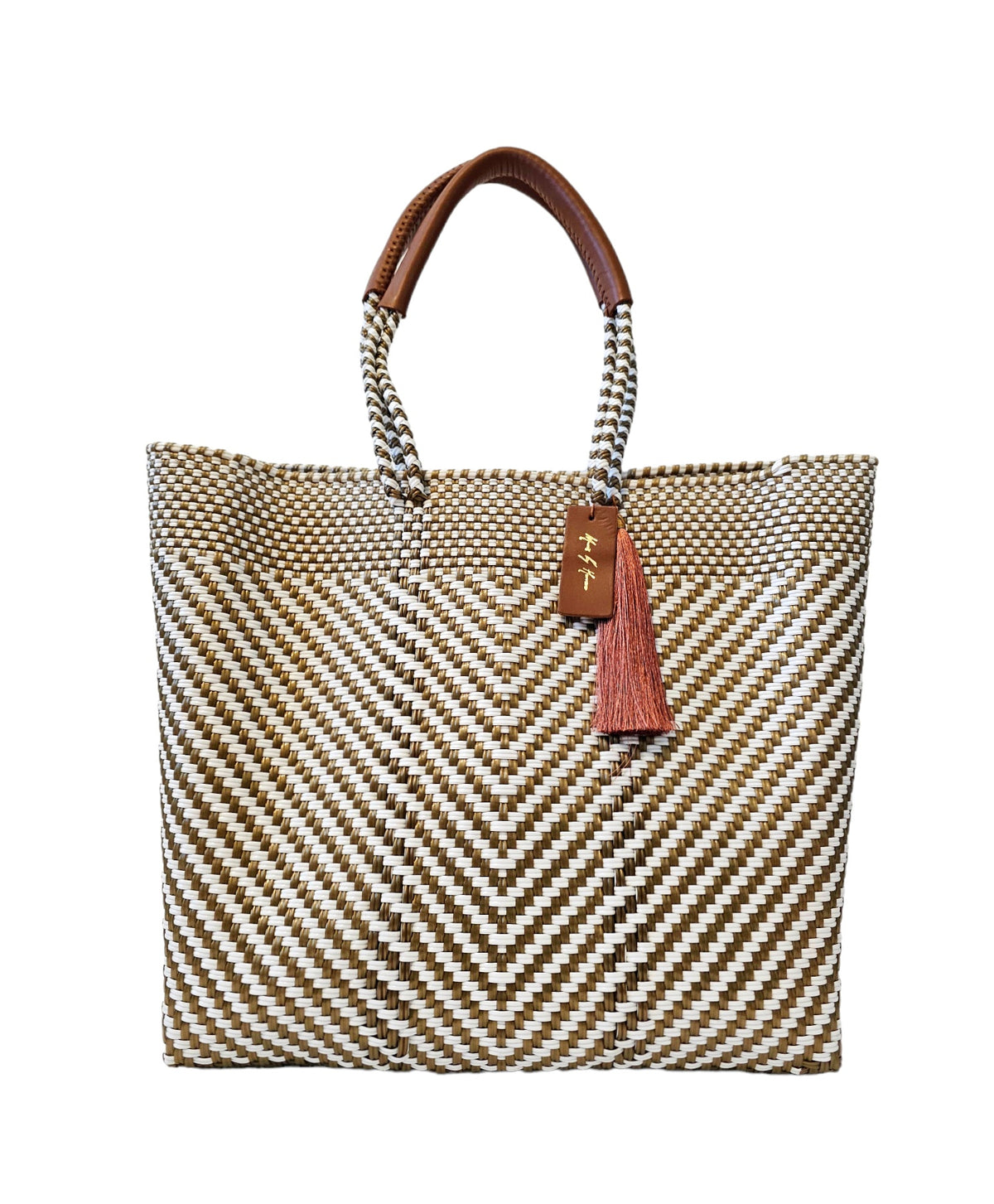 Ivory Luxe Resort Tote Bag — handwoven recycled-plastic resort tote by Mavis by Herrera