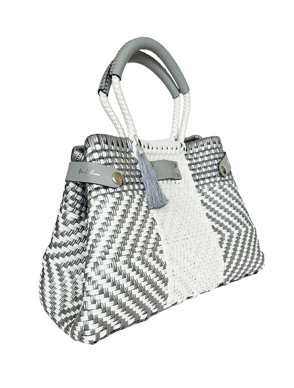 Less Pollution Convertible Handbag – Diamond Luxe — handwoven recycled-plastic convertible handbag and tote by Mavis by Herrera