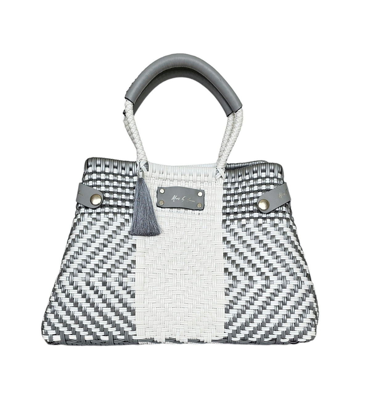 Less Pollution Convertible Handbag – Diamond Luxe — handwoven recycled-plastic convertible handbag and tote by Mavis by Herrera