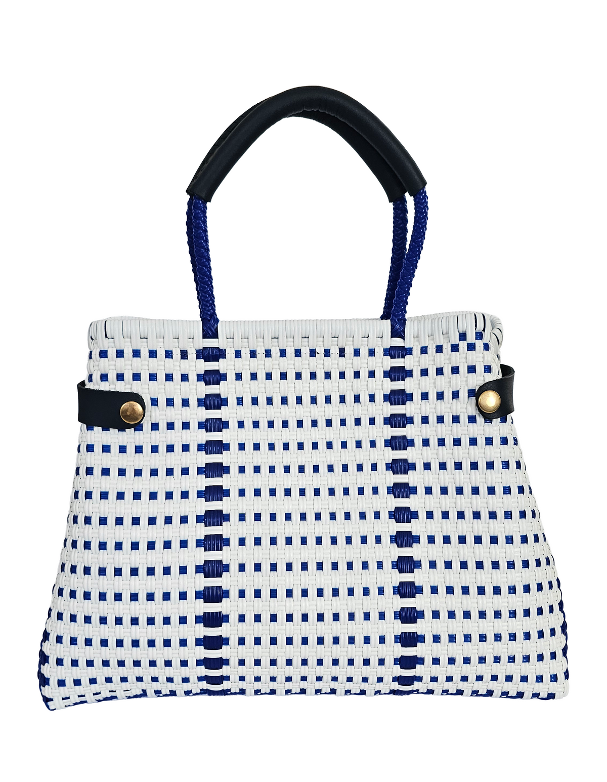 Less Pollution Convertible Handbag – Capri Blue — handwoven recycled-plastic convertible handbag and tote by Mavis by Herrera