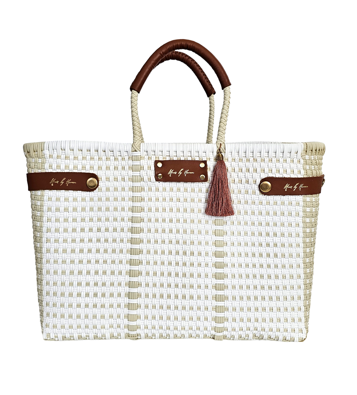 Less Pollution Convertible Handbag – Capri Ivory — handwoven recycled-plastic convertible handbag and tote by Mavis by Herrera