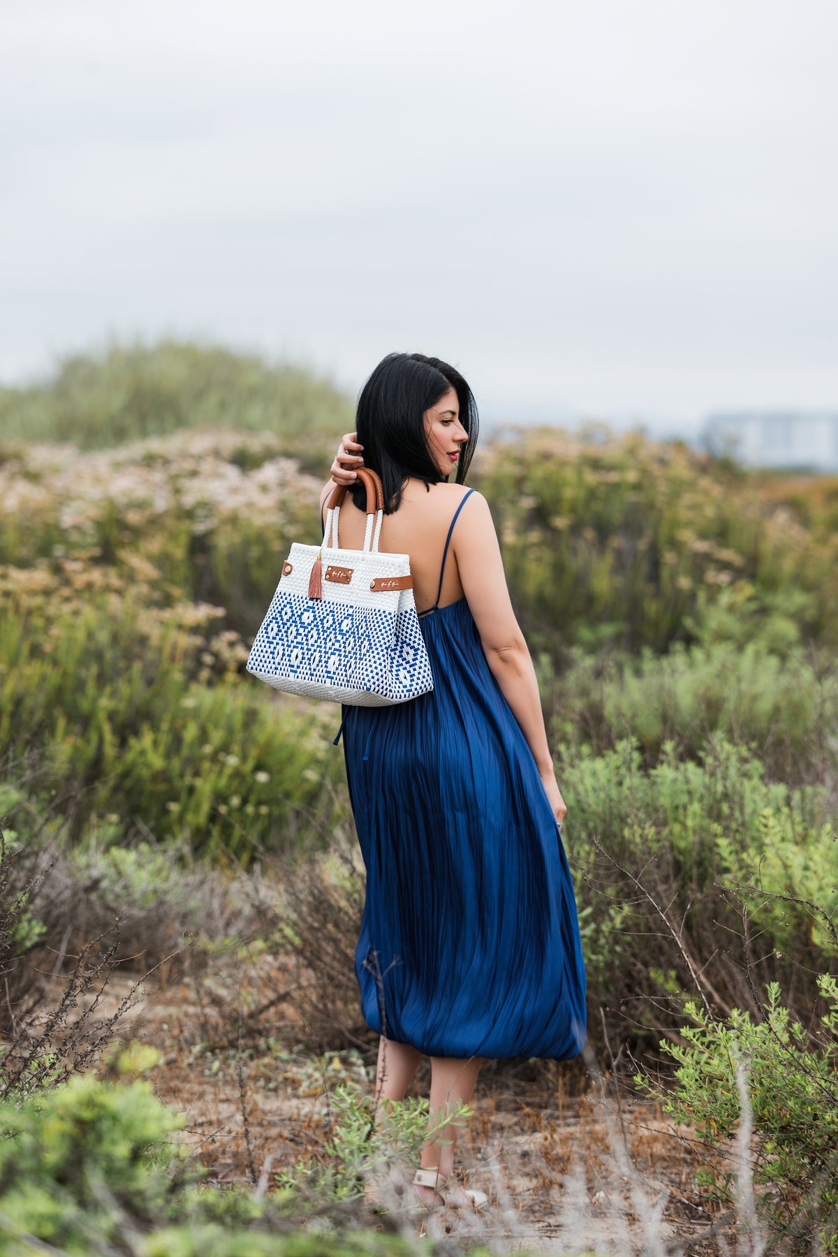 Less Pollution Convertible Handbag – French Blue — handwoven recycled-plastic convertible handbag and tote by Mavis by Herrera
