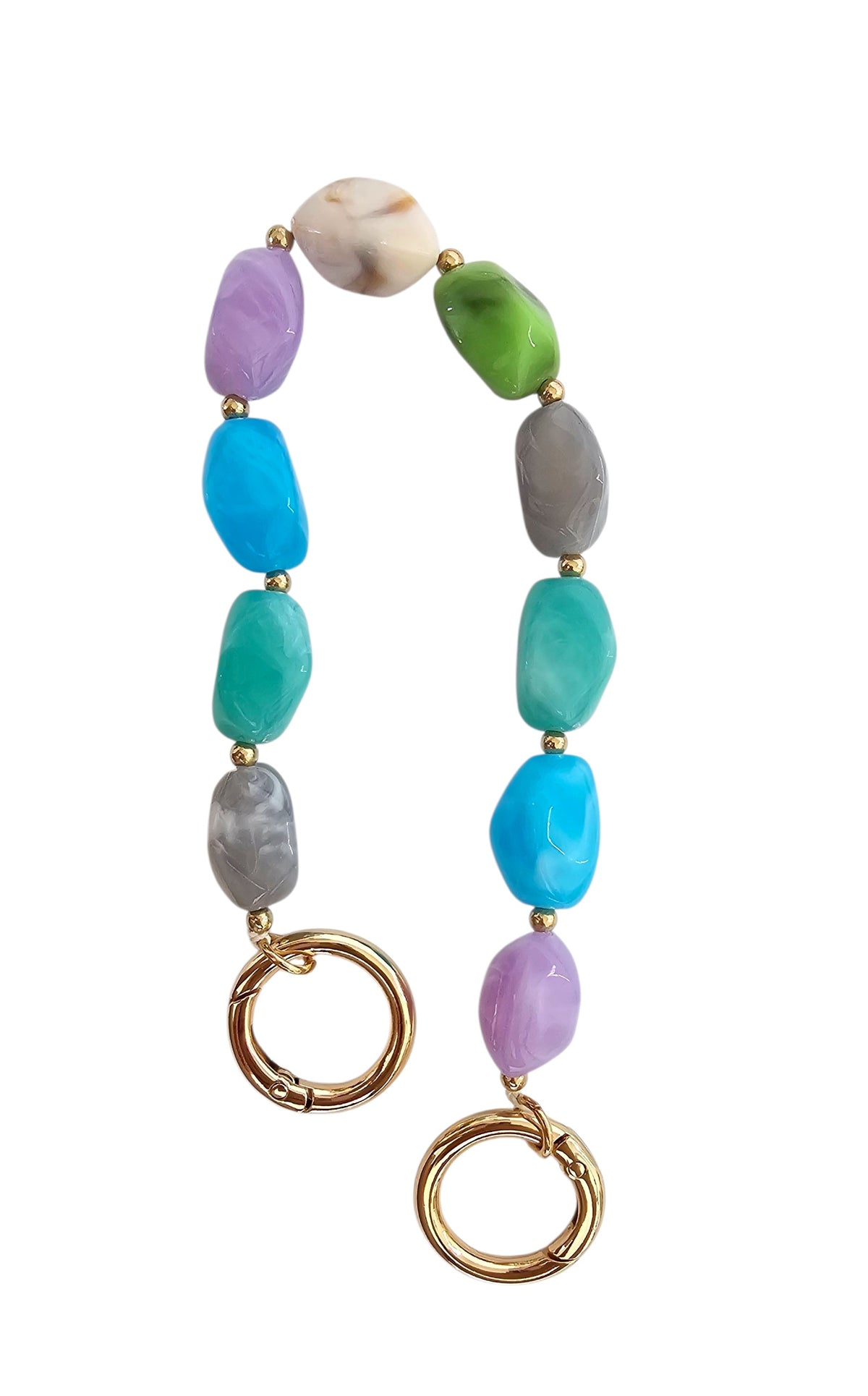 Marbled Acrylic Chain Strap - Celeste: multicolor acrylic chain bag strap with gold-tone ring clasps.