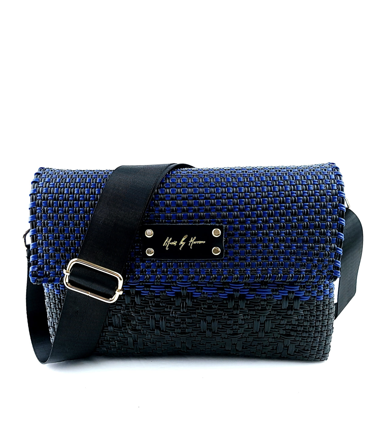 MBH Crossbody Bag – Black Azure — handwoven recycled-plastic crossbody bag by Mavis by Herrera