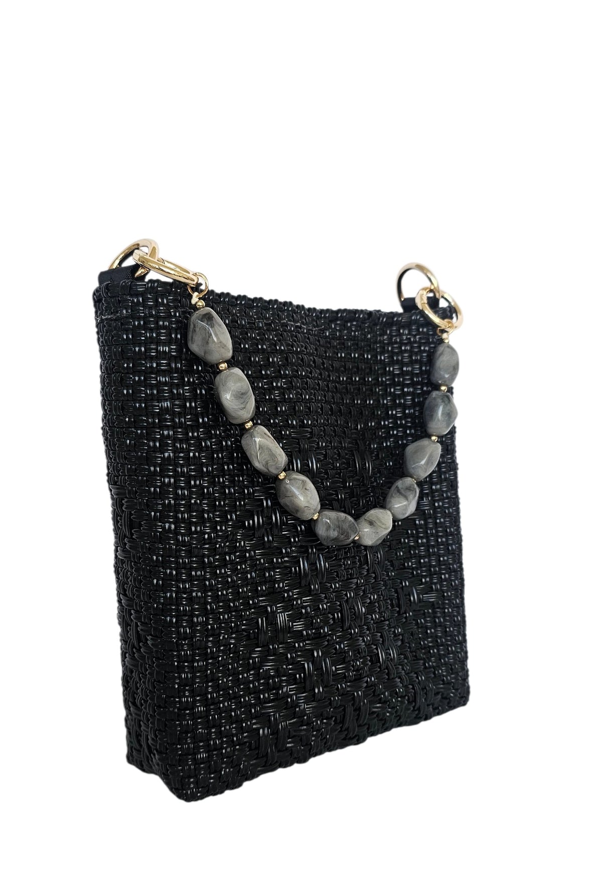 Milano Crossbody Bag – Black — handwoven recycled-plastic crossbody bag by Mavis by Herrera