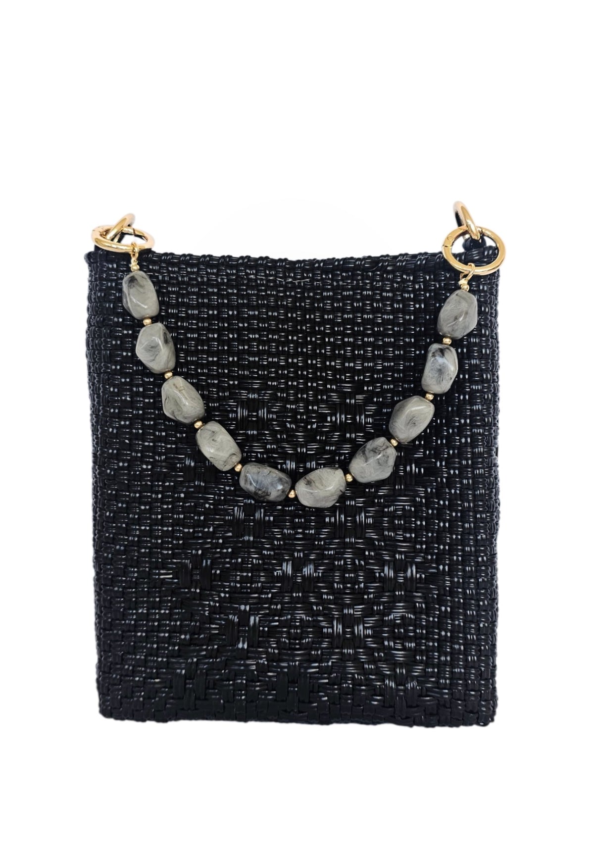 Milano Crossbody Bag – Black — handwoven recycled-plastic crossbody bag by Mavis by Herrera