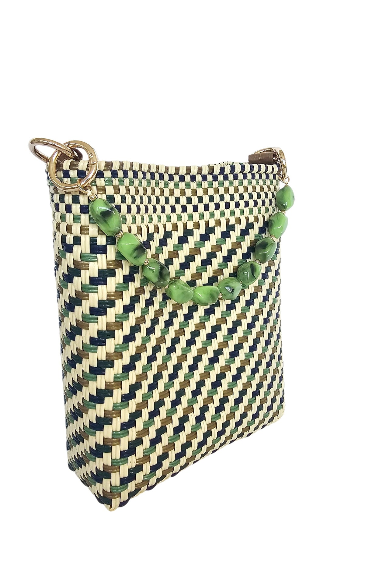 Milano Crossbody Bag – Sea Glass — handwoven recycled-plastic crossbody bag by Mavis by Herrera