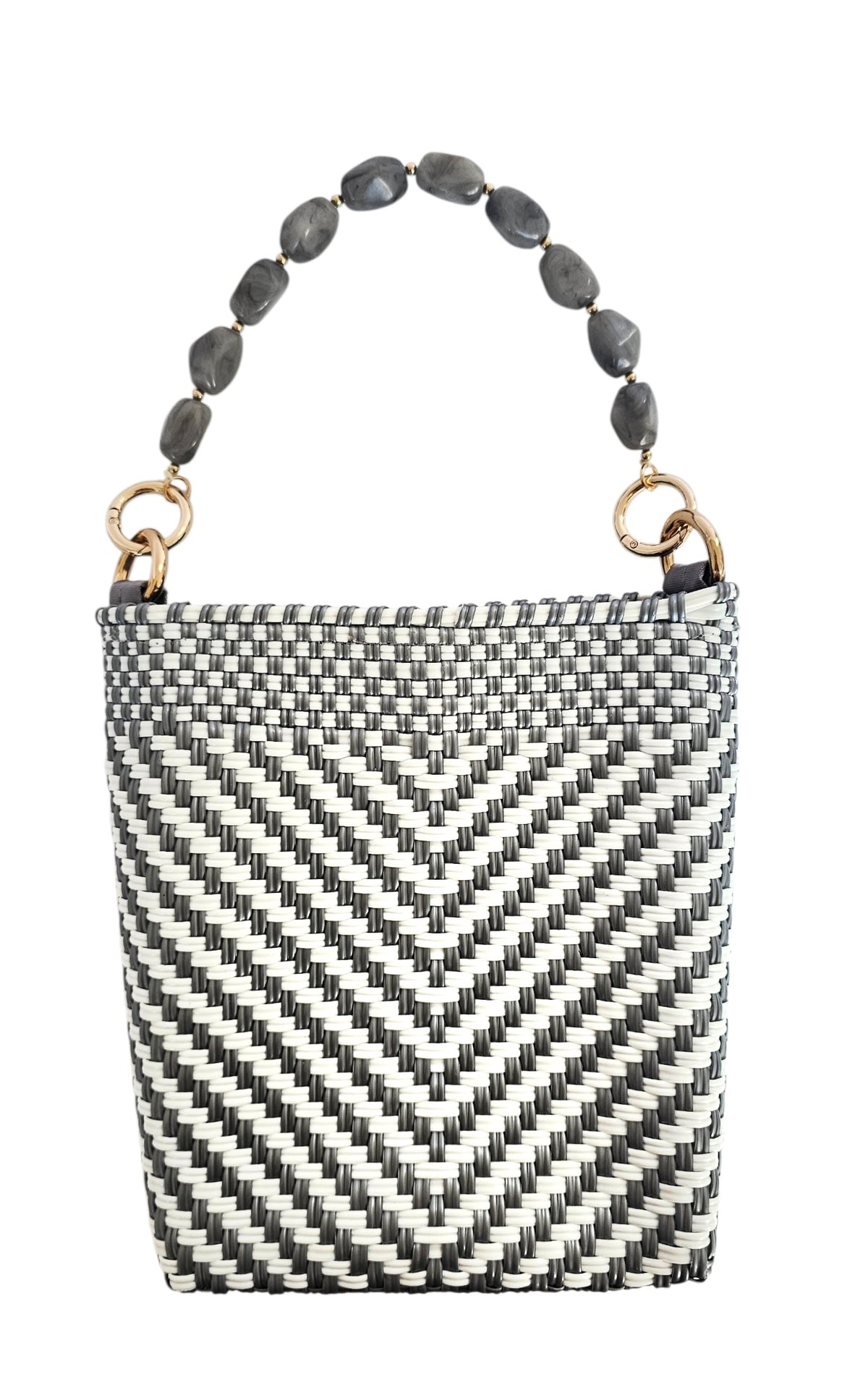 Milano Crossbody Bag – Silver White — handwoven recycled-plastic crossbody bag by Mavis by Herrera