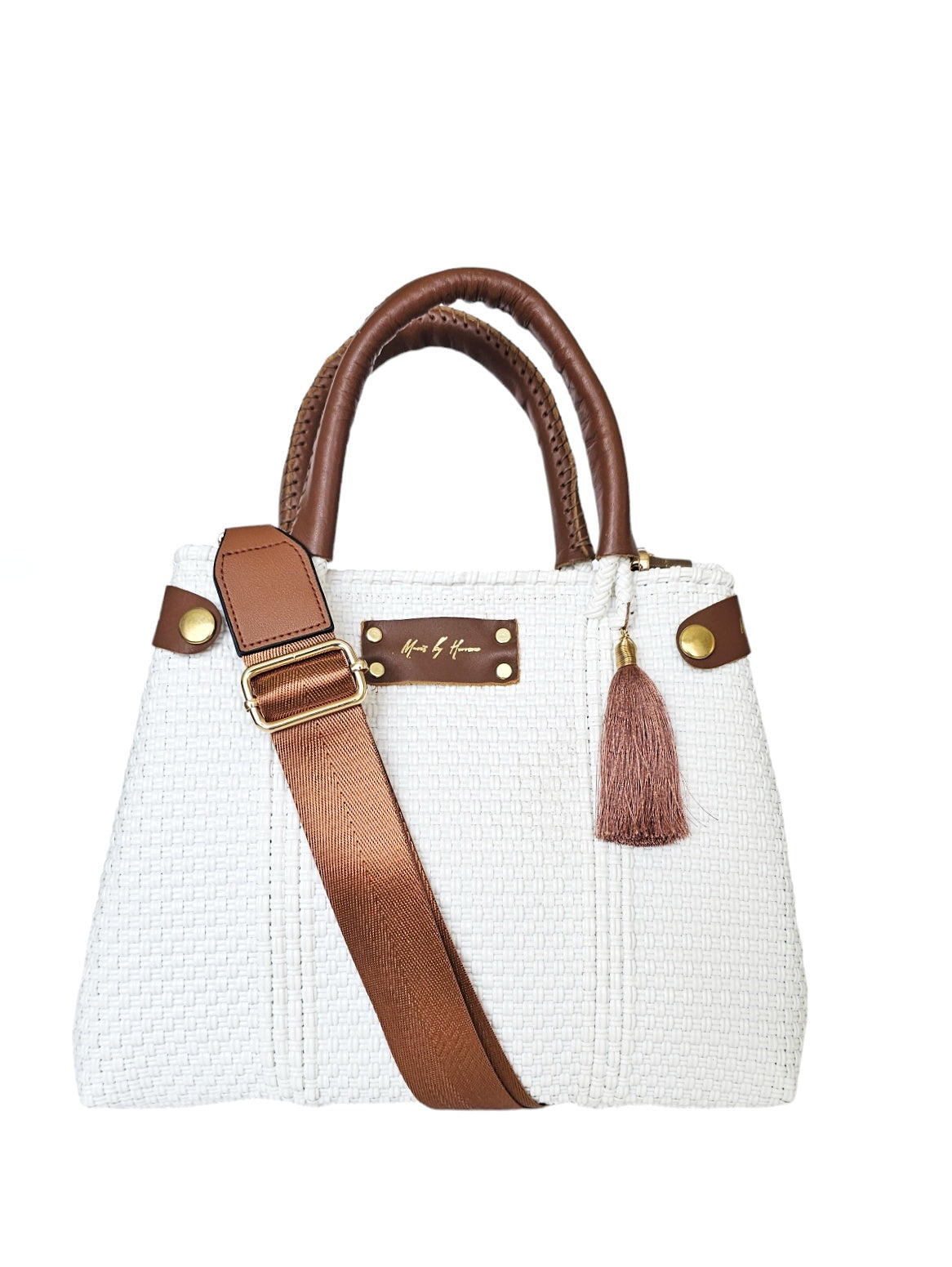 Mini Less Pollution Crossbody Bag – White Pearl — handwoven crossbody bag by Mavis by Herrera
