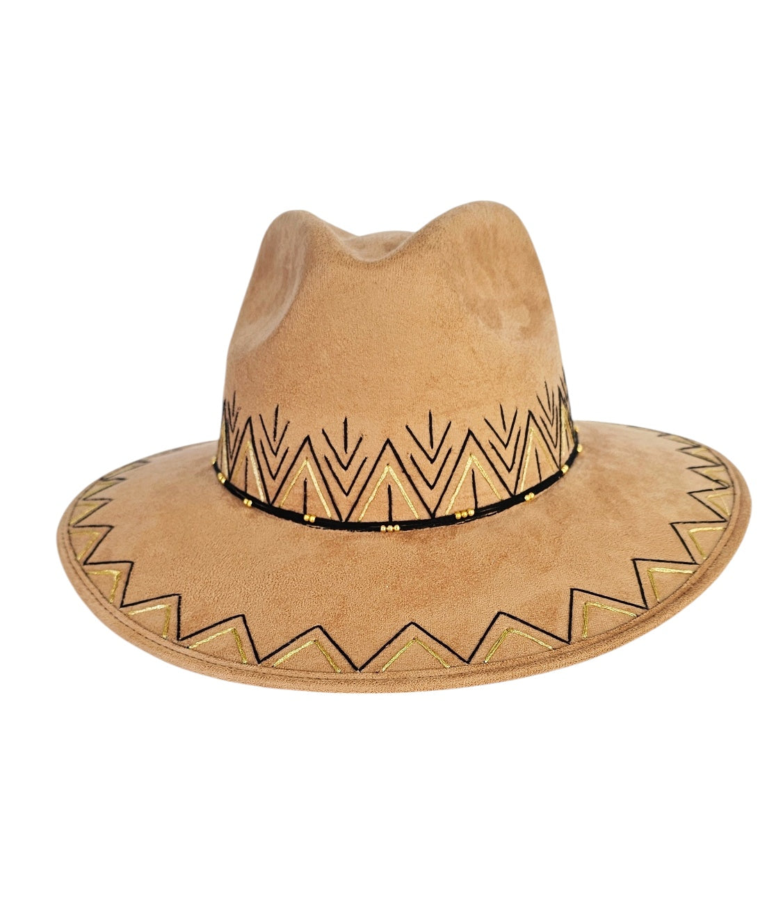 Boho Fedora Suede Hat - Camel