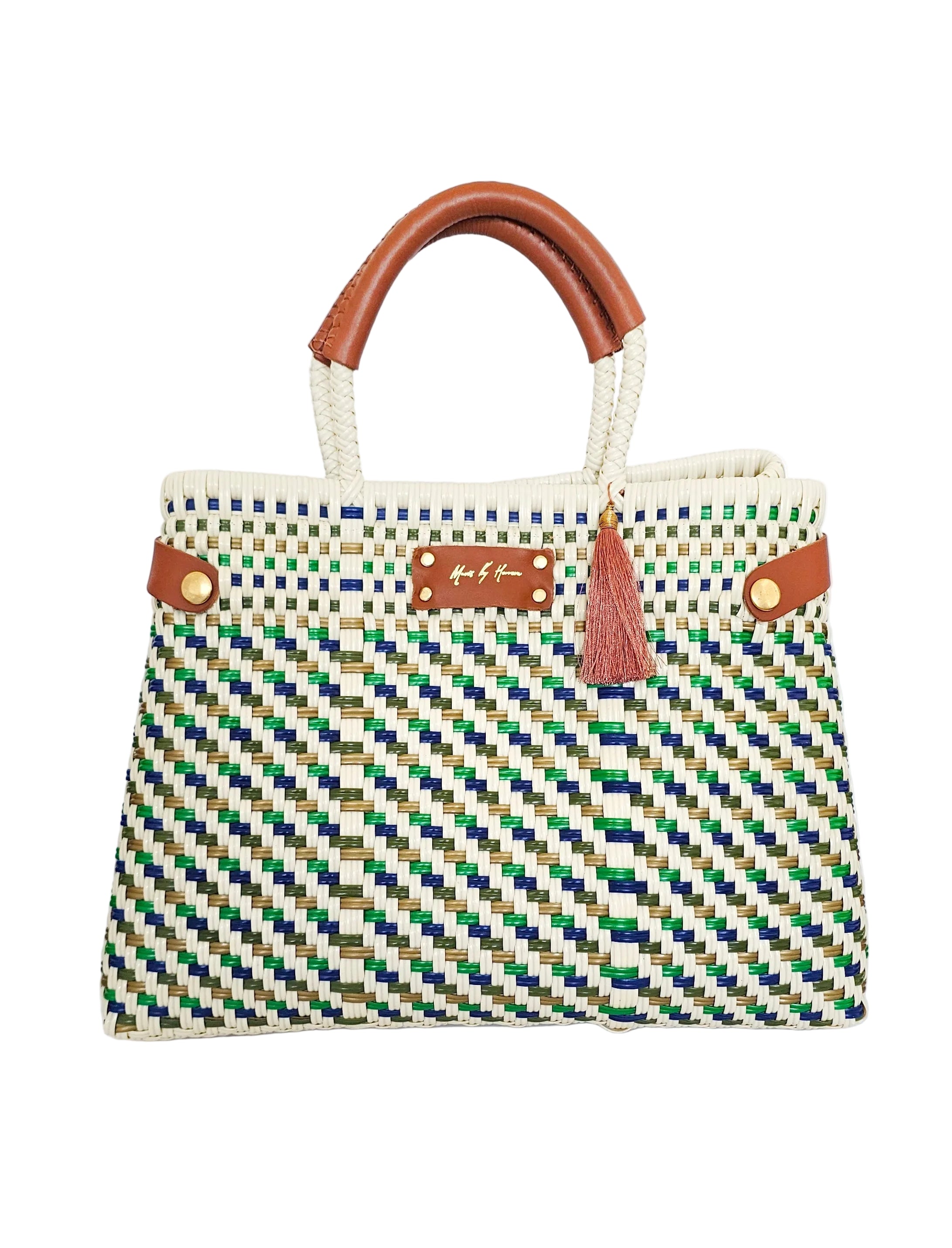 Full-size Evergreen Coast convertible handbag made from recycled plastic with leather handles
