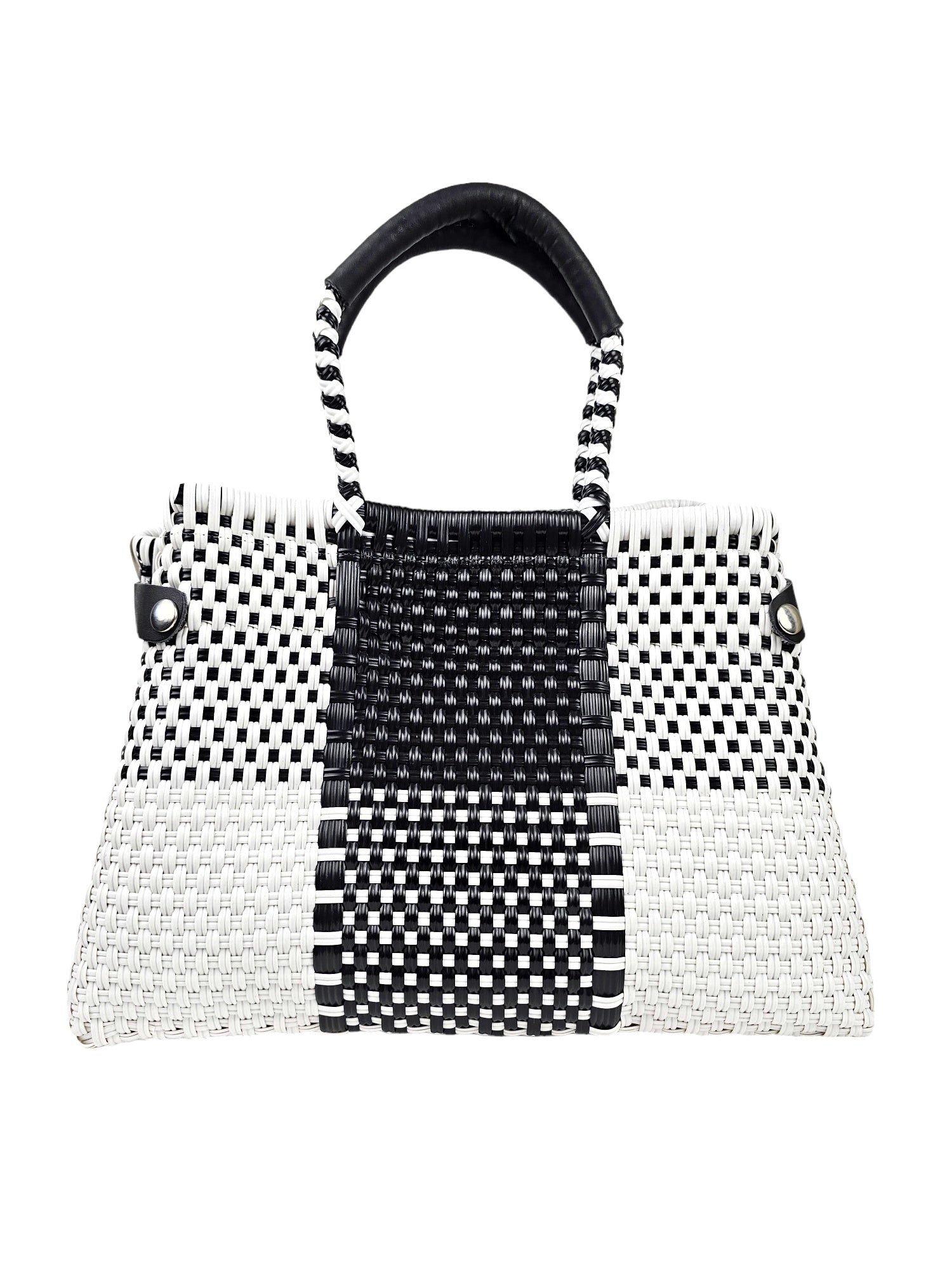 Less Pollution Convertible Handbag - Black & White Luxe