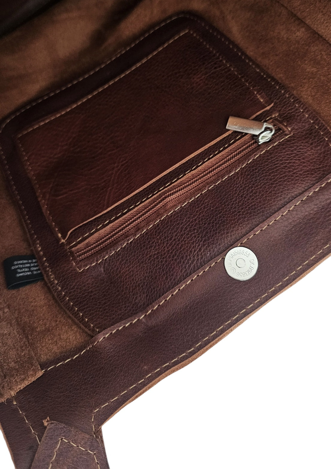 shoulder leather purse in brown with inside pocket 