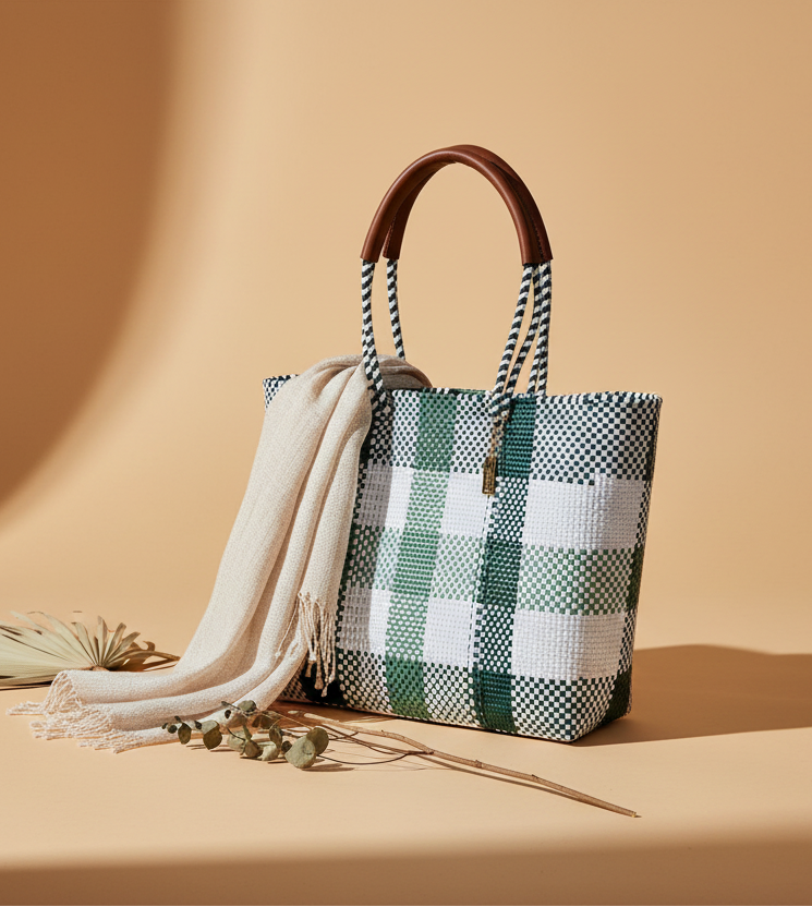 The Isla Market Tote - Palm Green Lifestyle Photo