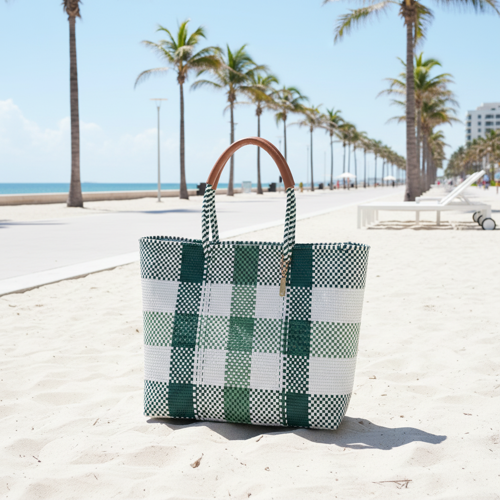The Isla Market Tote - Palm Green Lifestyle