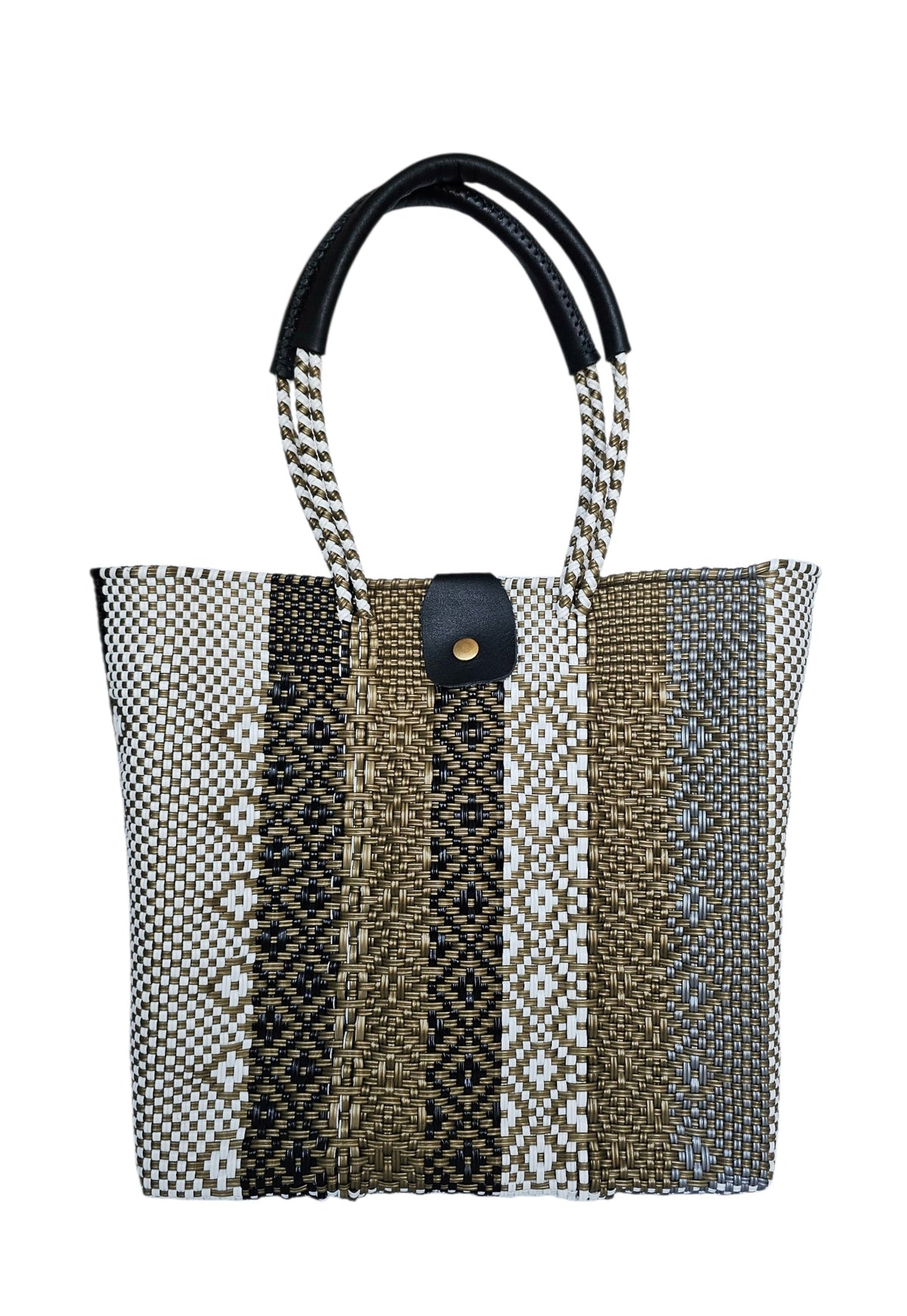 The Lavanda Gold Tote Bag — handwoven recycled-plastic resort tote by Mavis by Herrera