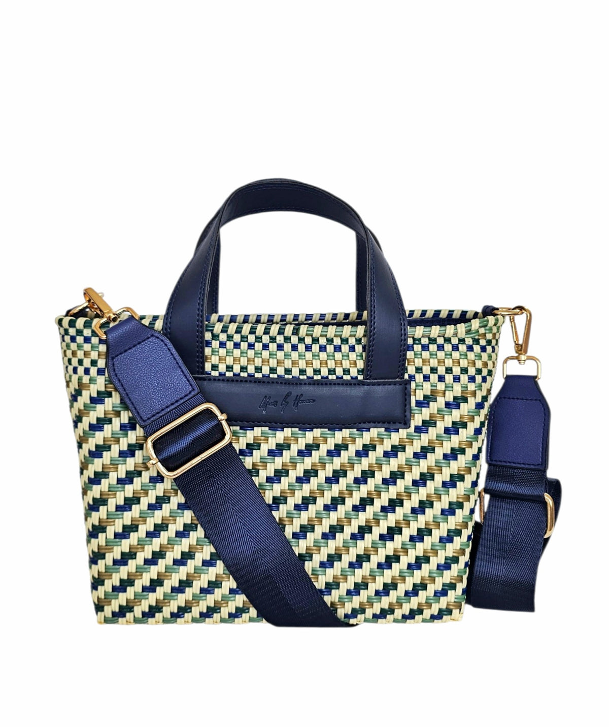 The Riviera Crossbody Tote – Napa — handwoven recycled-plastic convertible crossbody tote by Mavis by Herrera