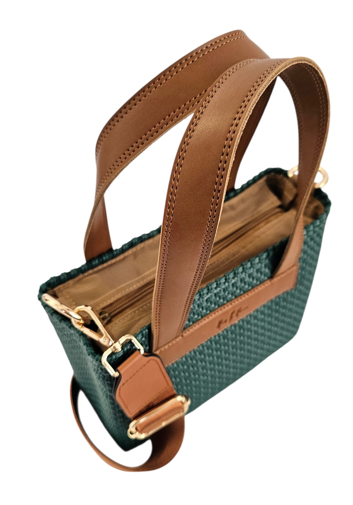 The Riviera Crossbody Tote – Olive — handwoven recycled-plastic convertible crossbody tote by Mavis by Herrera