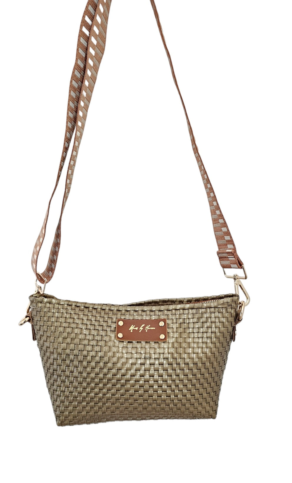 Victoria Crossbody Bag – Gold — handwoven recycled-plastic crossbody bag by Mavis by Herrera