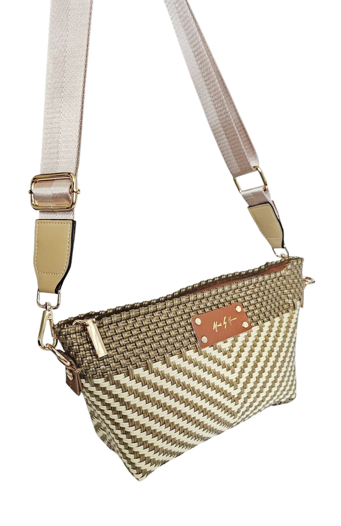 Victoria Crossbody Bag – Luxe Ivory Gold — handwoven recycled-plastic crossbody bag by Mavis by Herrera