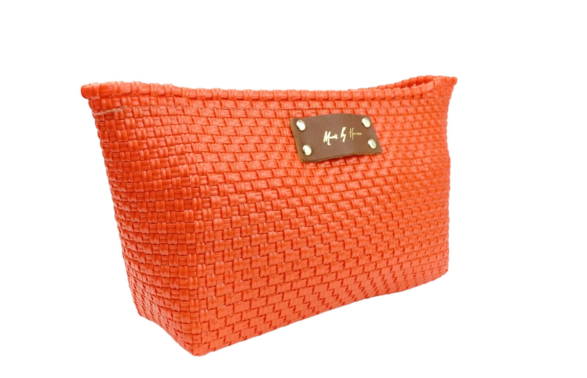 Bella Clutch Purse – Vivid Orange — handwoven recycled-plastic clutch purse by Mavis by Herrera