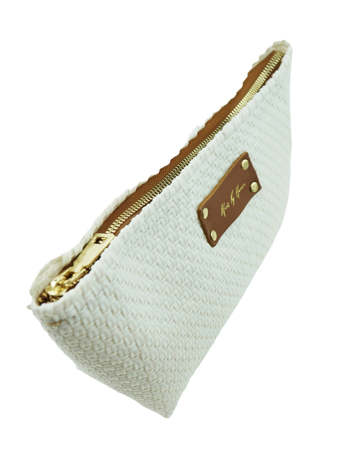 Bella Clutch Purse – White Pearl — handwoven recycled-plastic clutch purse by Mavis by Herrera