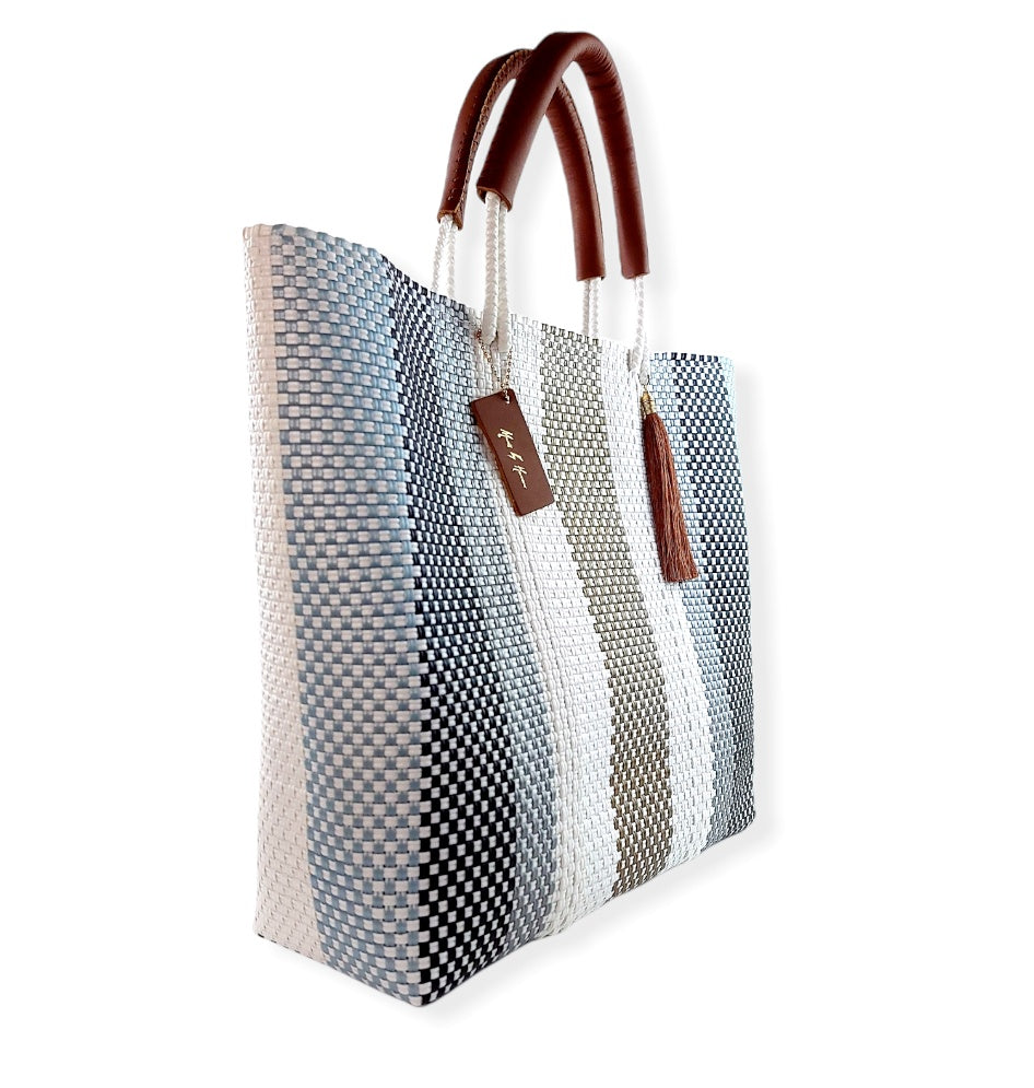 Marbella Resort Tote Bag — handwoven recycled-plastic resort tote by Mavis by Herrera