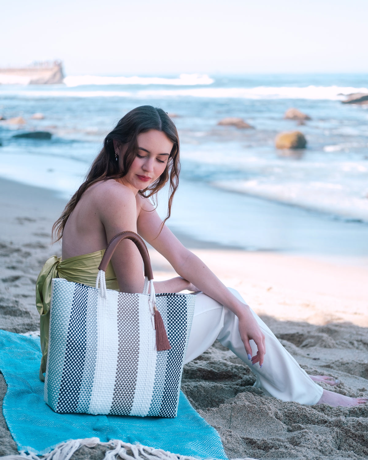Marbella Resort Tote Bag — handwoven recycled-plastic resort tote by Mavis by Herrera
